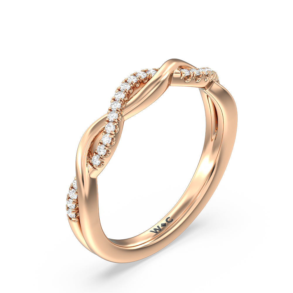 Twisted Vine Accent Solitaire Diamond Wedding Band with 18KT Rose Gold Cut Diamond in 14KT Rose Gold view 4
