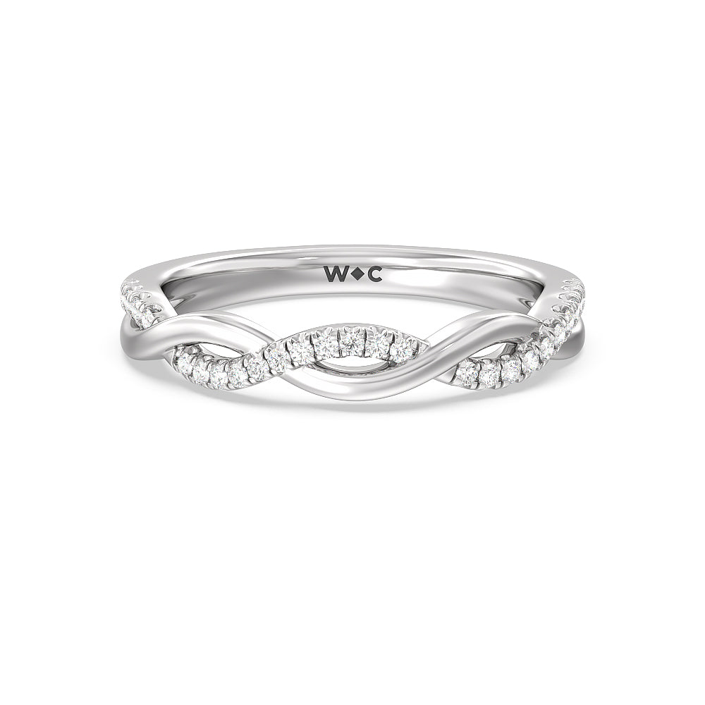 Twisted Vine Accent Solitaire Diamond Wedding Band with Platinum Cut Diamond in 14KT Platinum view 1
