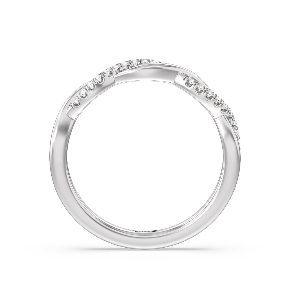 Twisted Vine Accent Solitaire Diamond Wedding Band with Platinum Cut Diamond in 14KT Platinum view 2
