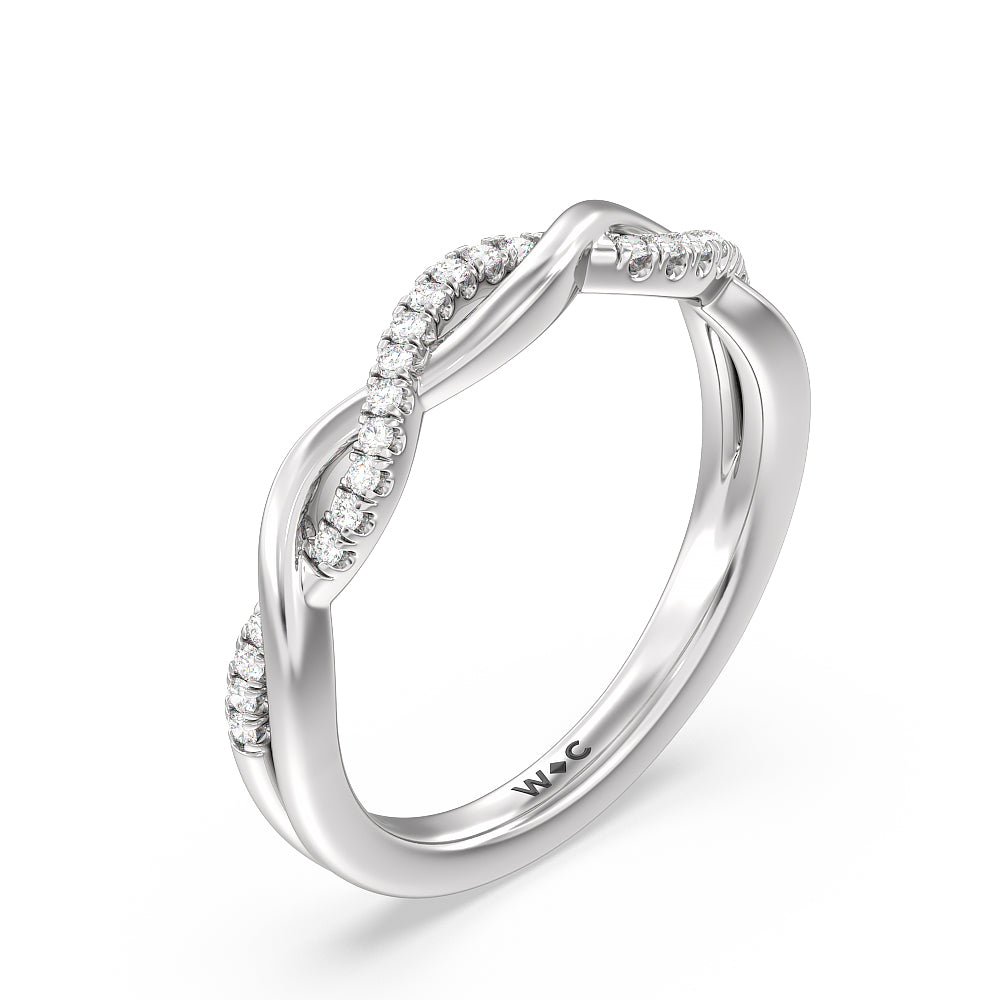 Twisted Vine Accent Solitaire Diamond Wedding Band with Platinum Cut Diamond in 14KT Platinum view 4
