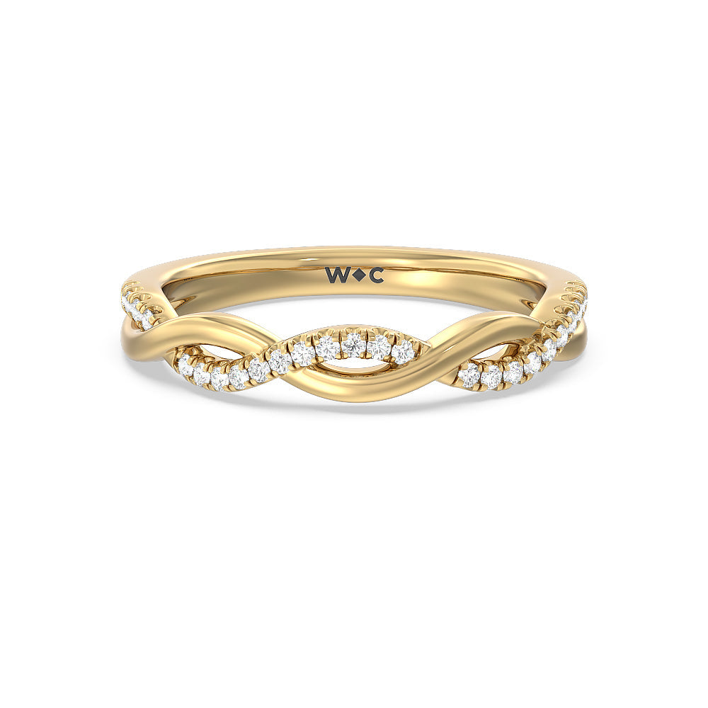 Twisted Vine Accent Solitaire Diamond Wedding Band with 18KT Yellow Gold Cut Diamond in 14KT Yellow Gold view 1
