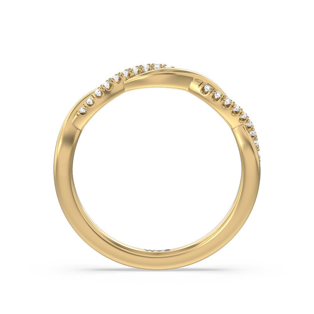 Twisted Vine Accent Solitaire Diamond Wedding Band with 18KT Yellow Gold Cut Diamond in 14KT Yellow Gold view 2
