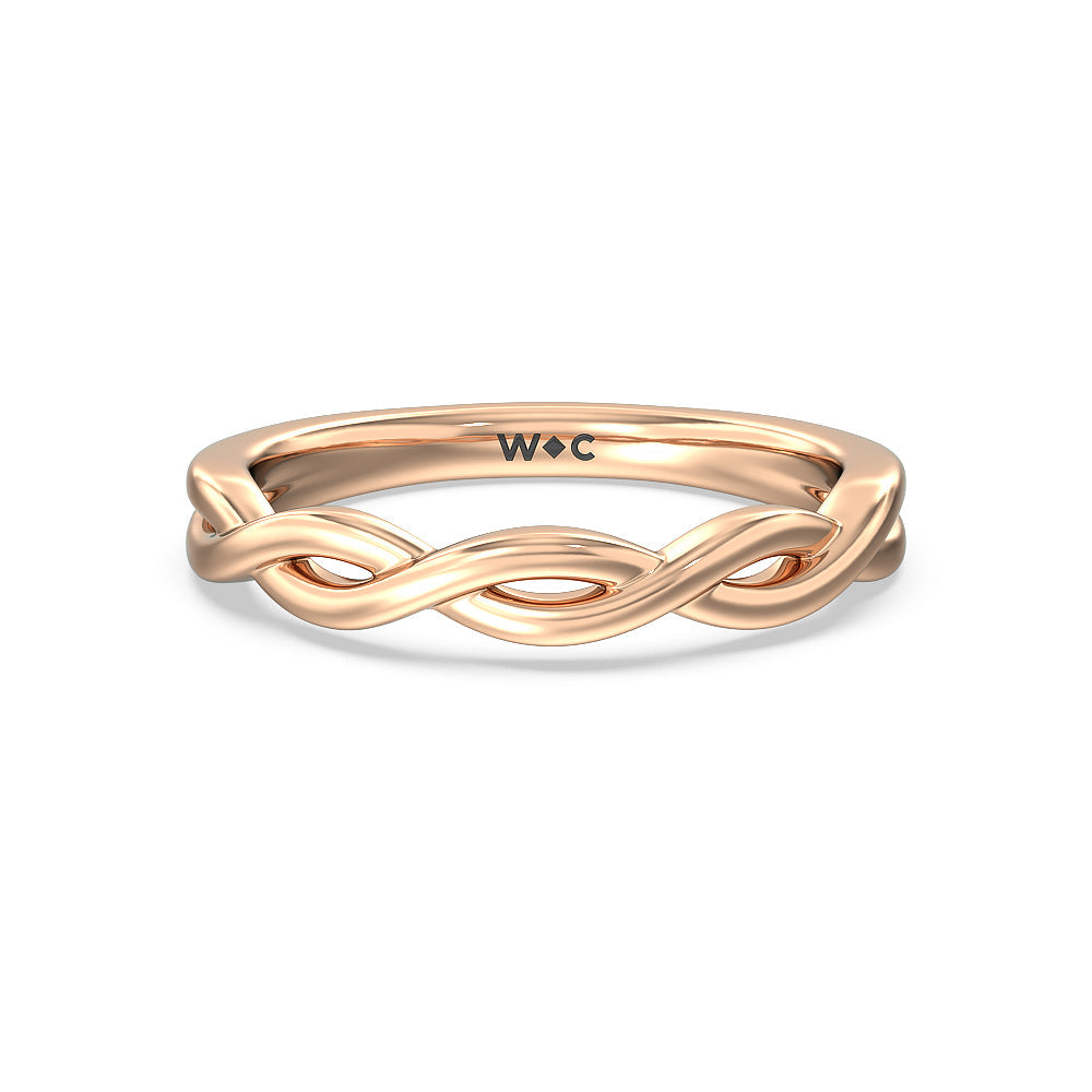 Twisted Vine Accent Solitaire Wedding Band with 18KT Rose Gold Cut Diamond in 14KT Rose Gold view 1
