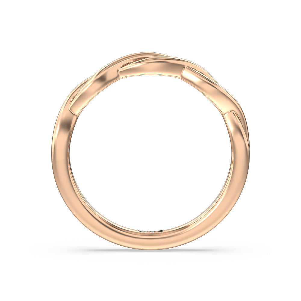 Twisted Vine Accent Solitaire Wedding Band with 18KT Rose Gold Cut Diamond in 14KT Rose Gold view 2
