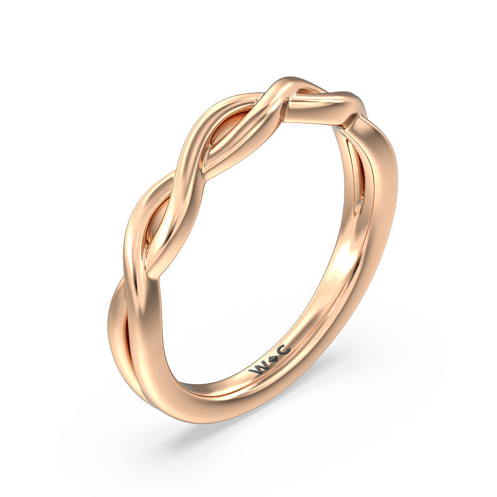 Twisted Vine Accent Solitaire Wedding Band with 18KT Rose Gold Cut Diamond in 14KT Rose Gold view 4
