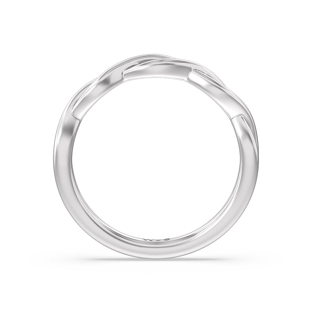 Twisted Vine Accent Solitaire Wedding Band with Platinum Cut Diamond in 14KT Platinum view 2
