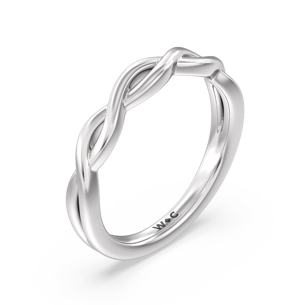 Twisted Vine Accent Solitaire Wedding Band with Platinum Cut Diamond in 14KT Platinum view 4
