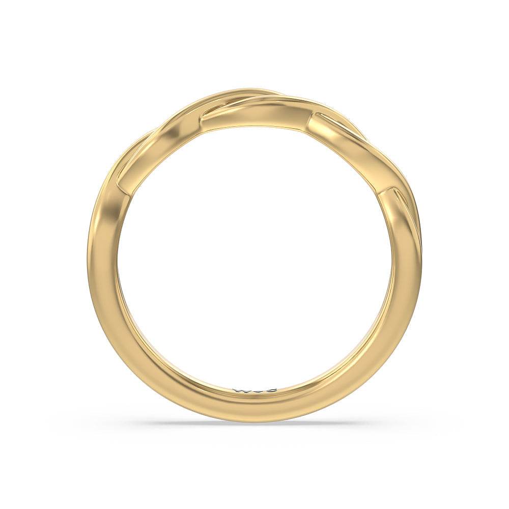 Twisted Vine Accent Solitaire Wedding Band with 18KT Yellow Gold Cut Diamond in 14KT Yellow Gold view 2
