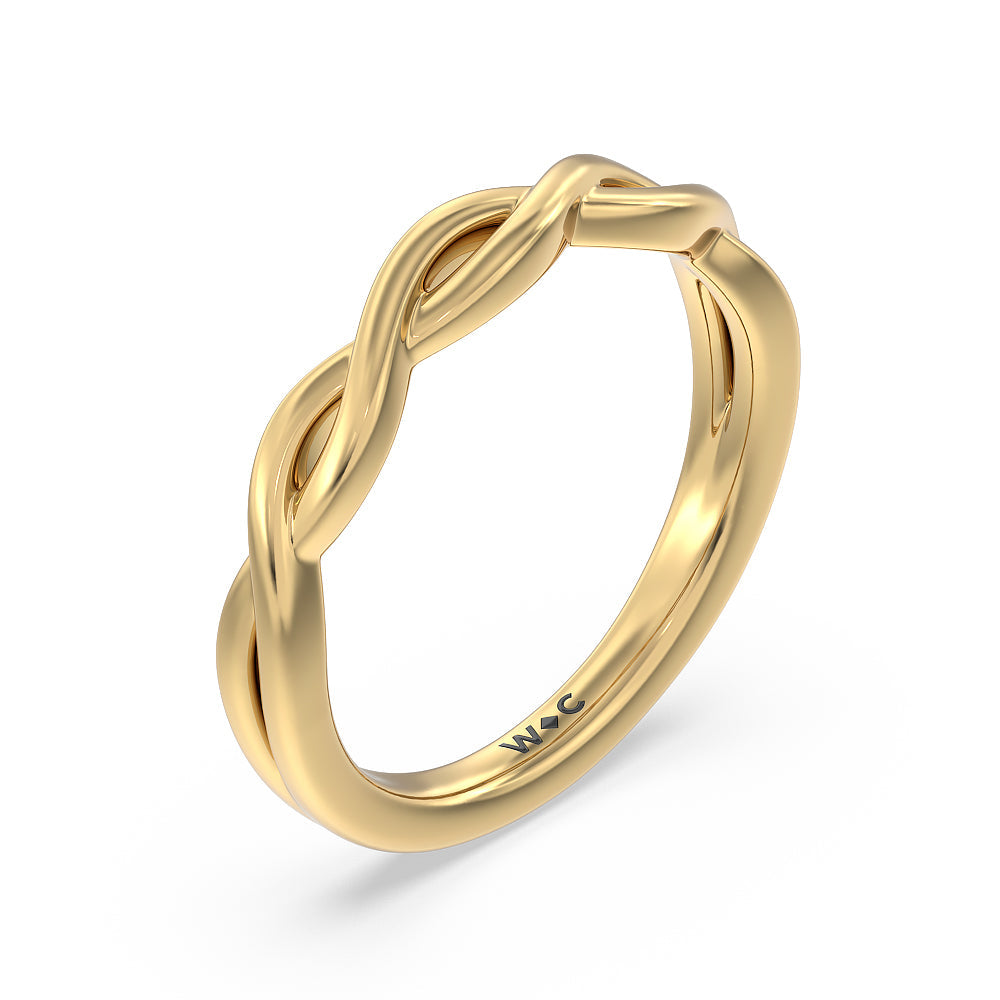 Twisted Vine Accent Solitaire Wedding Band with 18KT Yellow Gold Cut Diamond in 14KT Yellow Gold view 4
