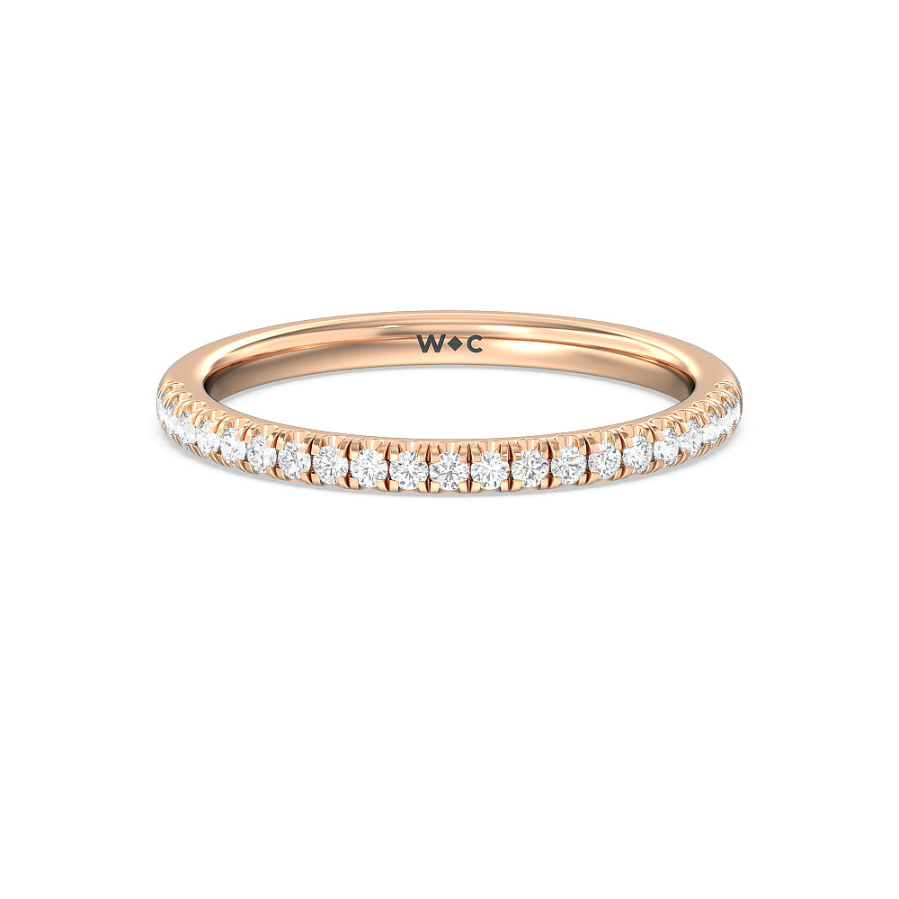 Seamless Diamond Shank Halo Solitaire Diamond Wedding Band with 18KT Rose Gold Cut Diamond in 14KT Rose Gold view 1
