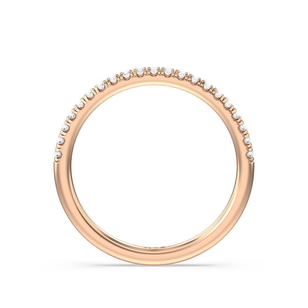 Seamless Diamond Shank Halo Solitaire Diamond Wedding Band with 18KT Rose Gold Cut Diamond in 14KT Rose Gold view 2
