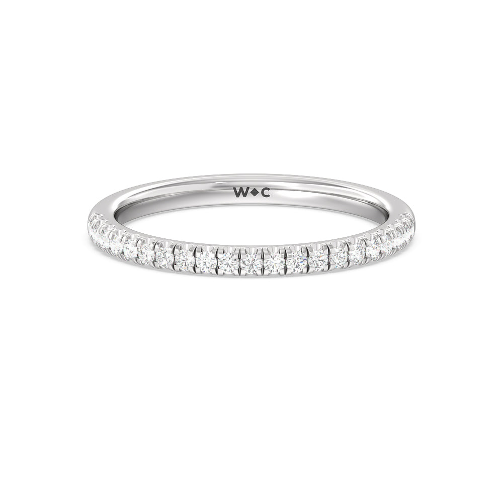 Seamless Diamond Shank Halo Solitaire Diamond Wedding Band with Platinum Cut Diamond in 14KT Platinum view 1
