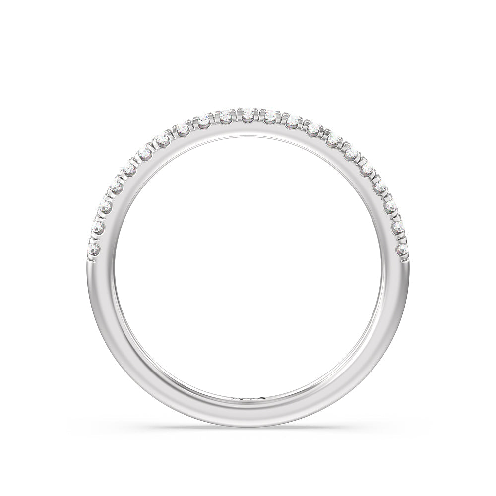 Seamless Diamond Shank Halo Solitaire Diamond Wedding Band with Platinum Cut Diamond in 14KT Platinum view 2
