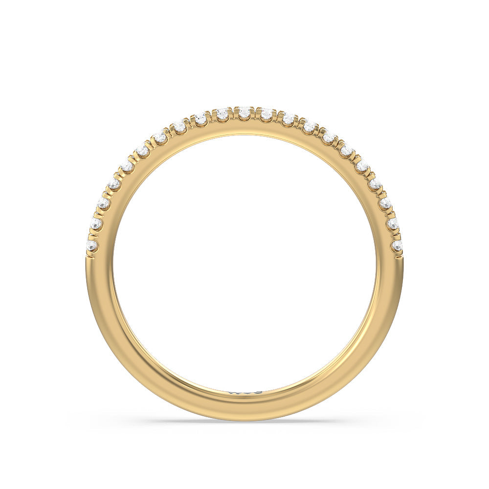 Seamless Diamond Shank Halo Solitaire Diamond Wedding Band with 18KT Yellow Gold Cut Diamond in 14KT Yellow Gold view 2
