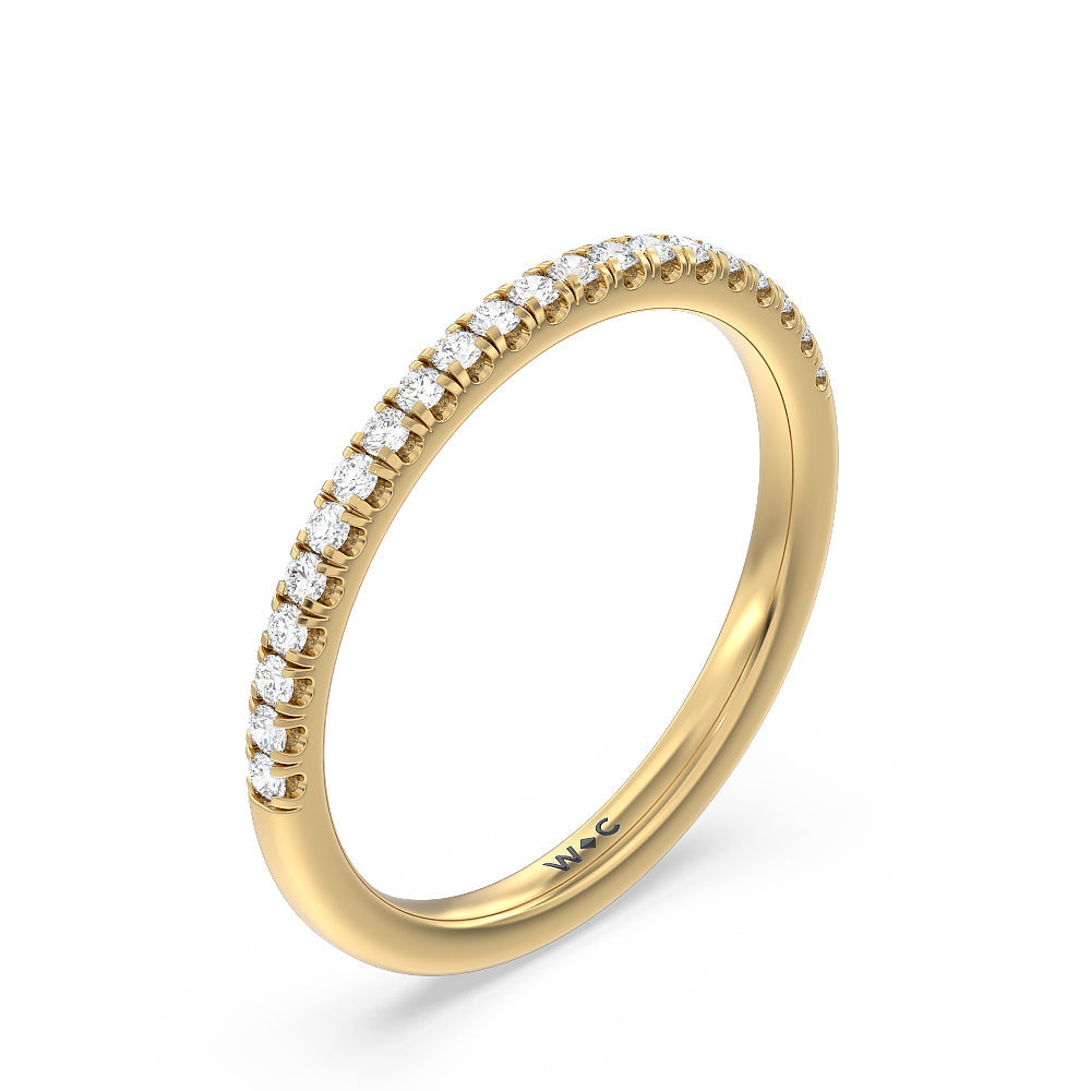 Seamless Diamond Shank Halo Solitaire Diamond Wedding Band with 18KT Yellow Gold Cut Diamond in 14KT Yellow Gold view 4
