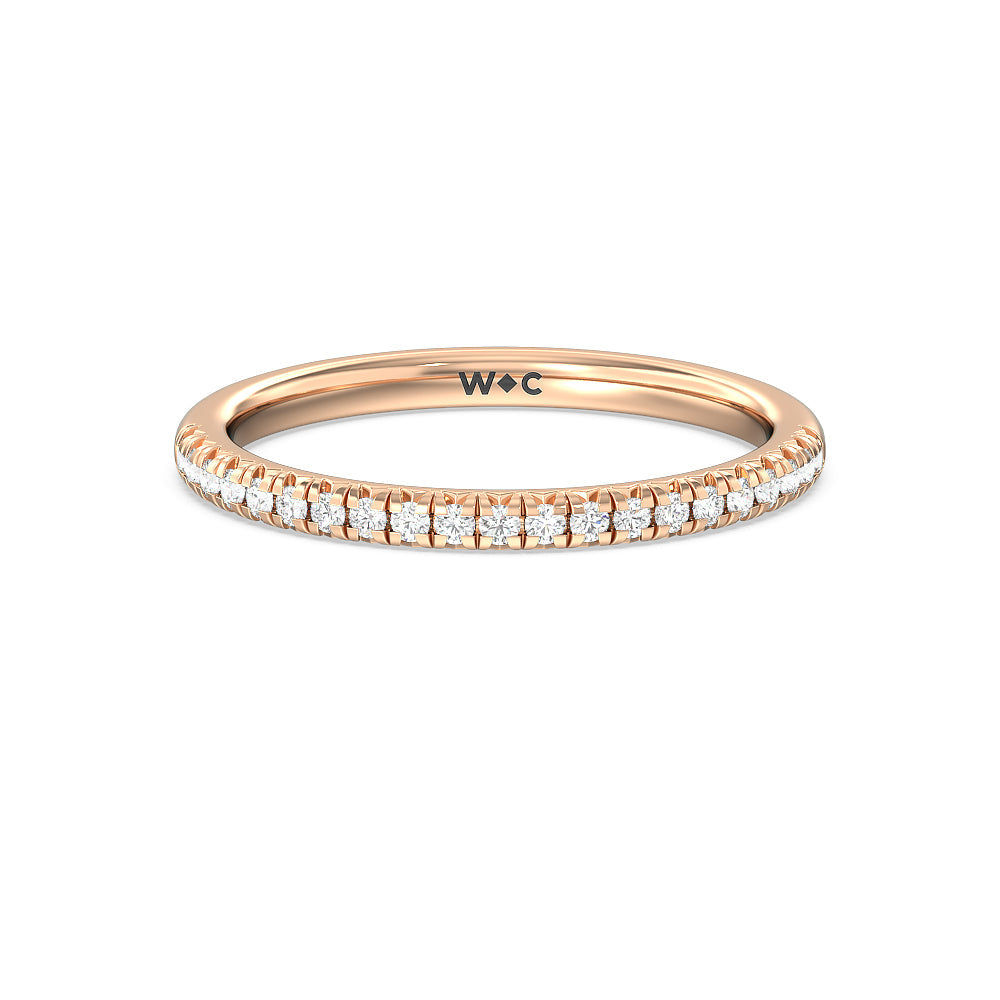Seamless Plain Shank Halo Solitaire Diamond Wedding Band with 18KT Rose Gold Cut Diamond in 14KT Rose Gold view 1
