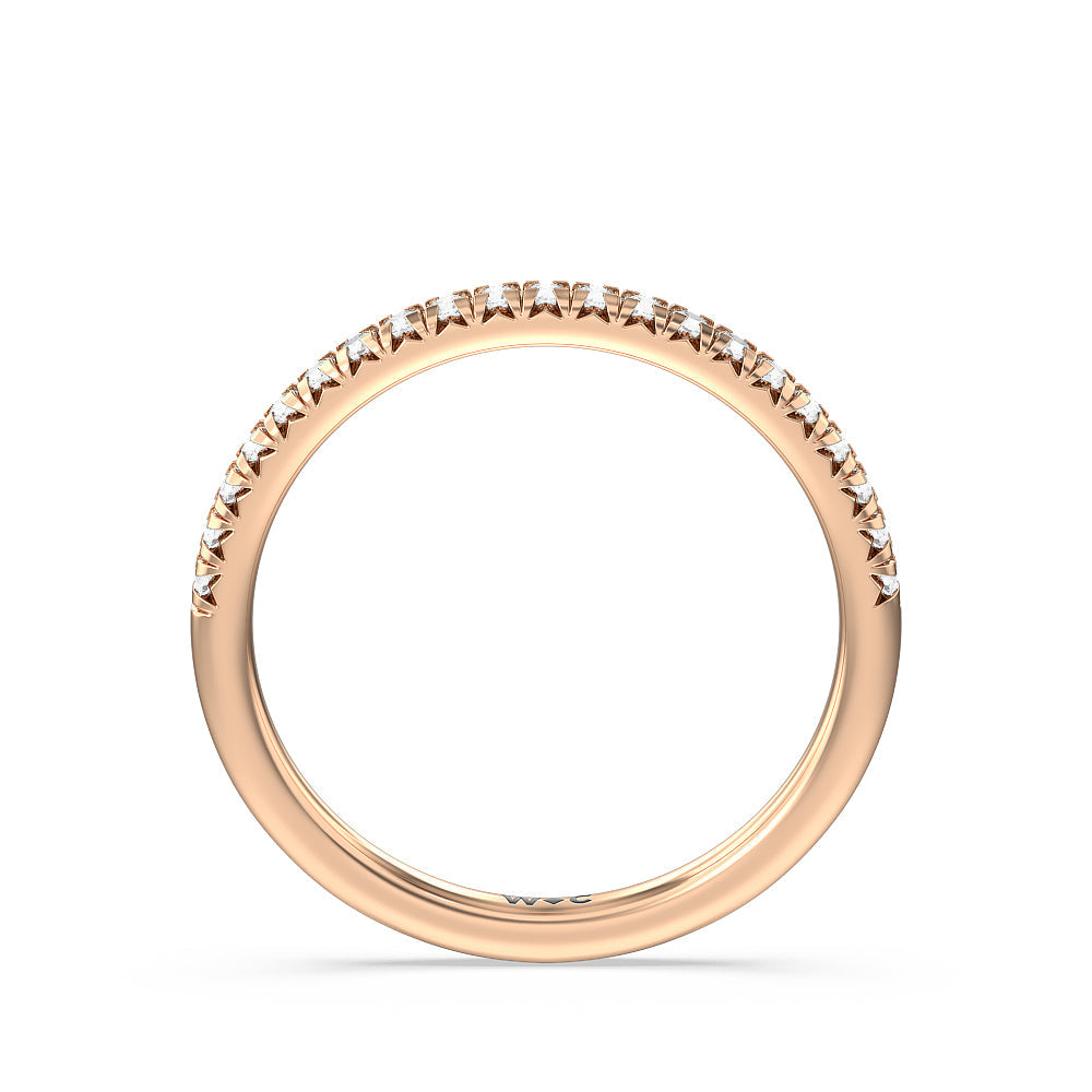 Seamless Plain Shank Halo Solitaire Diamond Wedding Band with 18KT Rose Gold Cut Diamond in 14KT Rose Gold view 2
