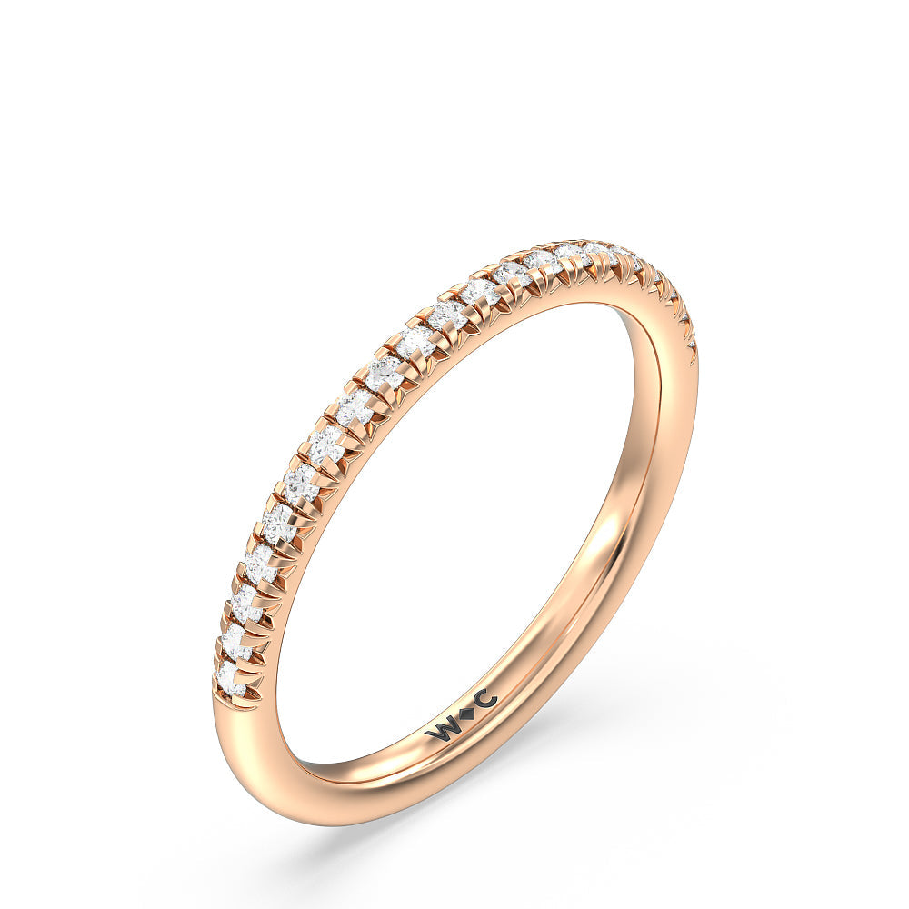 Seamless Plain Shank Halo Solitaire Diamond Wedding Band with 18KT Rose Gold Cut Diamond in 14KT Rose Gold view 4
