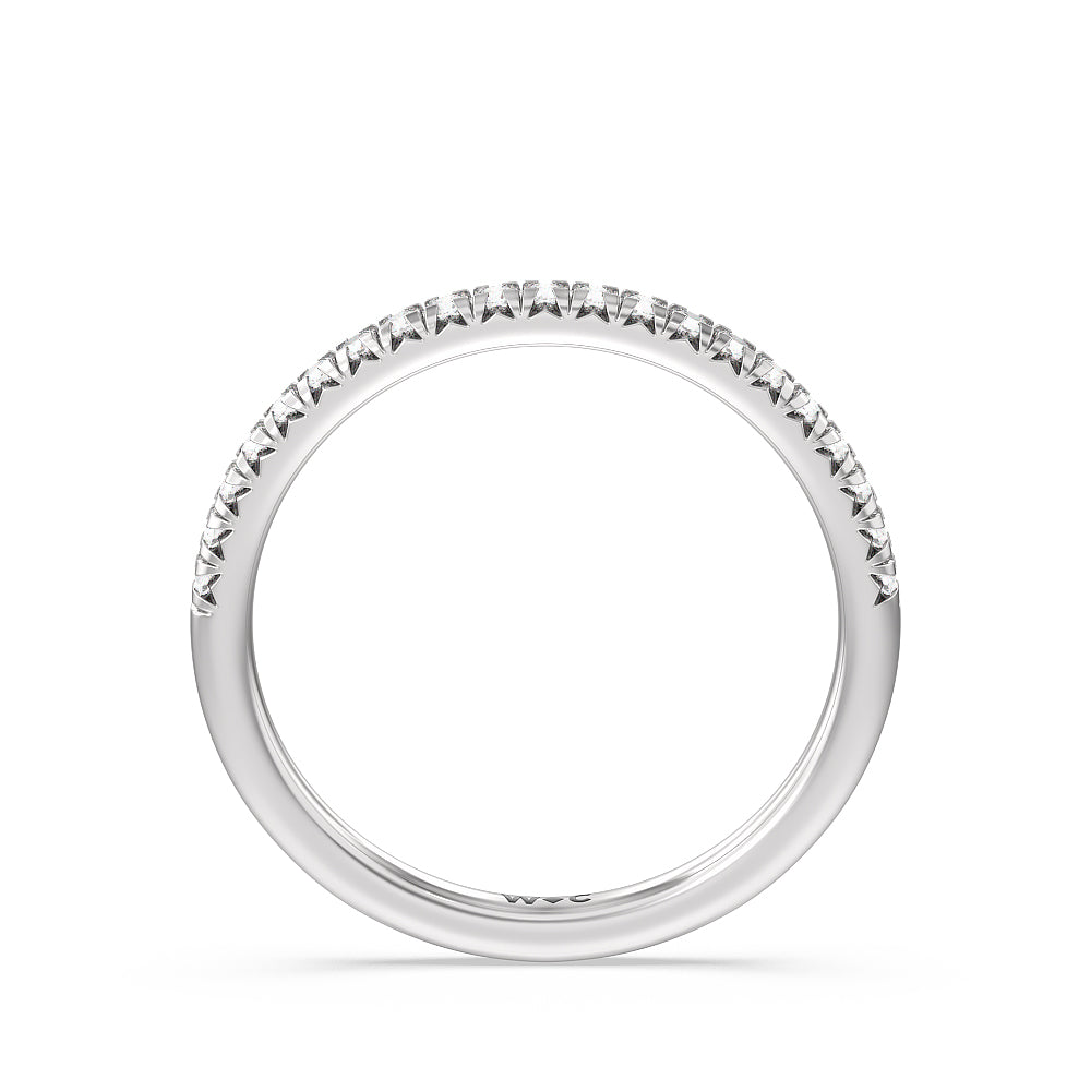 Seamless Plain Shank Halo Solitaire Diamond Wedding Band with Platinum Cut Diamond in 14KT Platinum view 2
