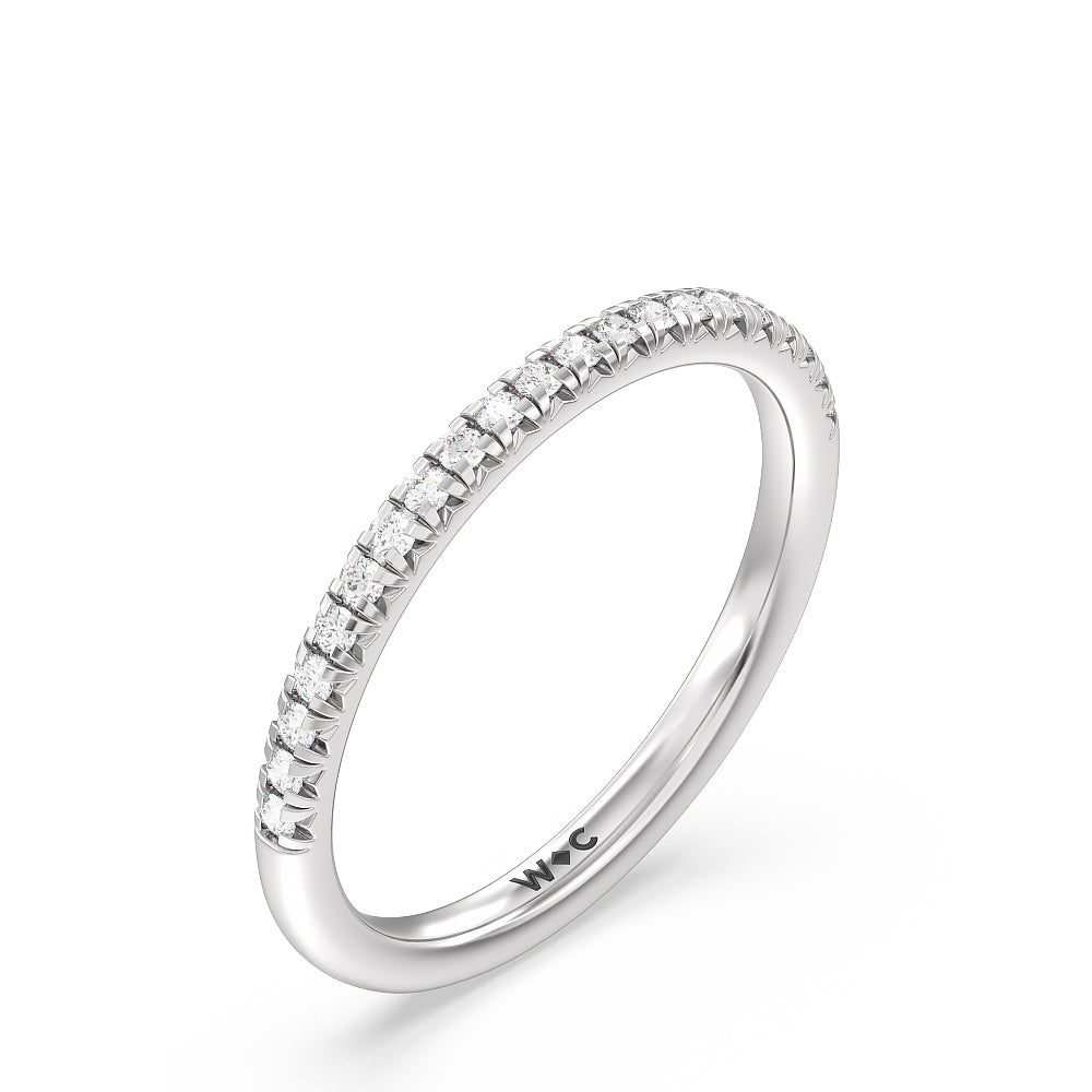 Seamless Plain Shank Halo Solitaire Diamond Wedding Band with Platinum Cut Diamond in 14KT Platinum view 4
