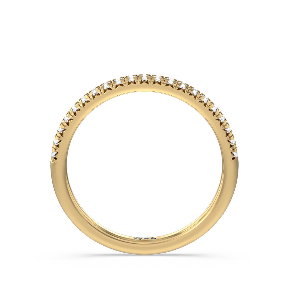 Seamless Plain Shank Halo Solitaire Diamond Wedding Band with 18KT Yellow Gold Cut Diamond in 14KT Yellow Gold view 2
