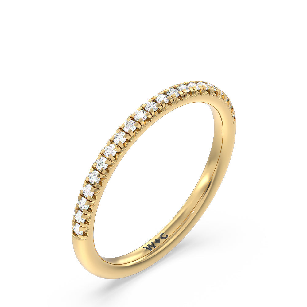 Seamless Plain Shank Halo Solitaire Diamond Wedding Band with 18KT Yellow Gold Cut Diamond in 14KT Yellow Gold view 4

