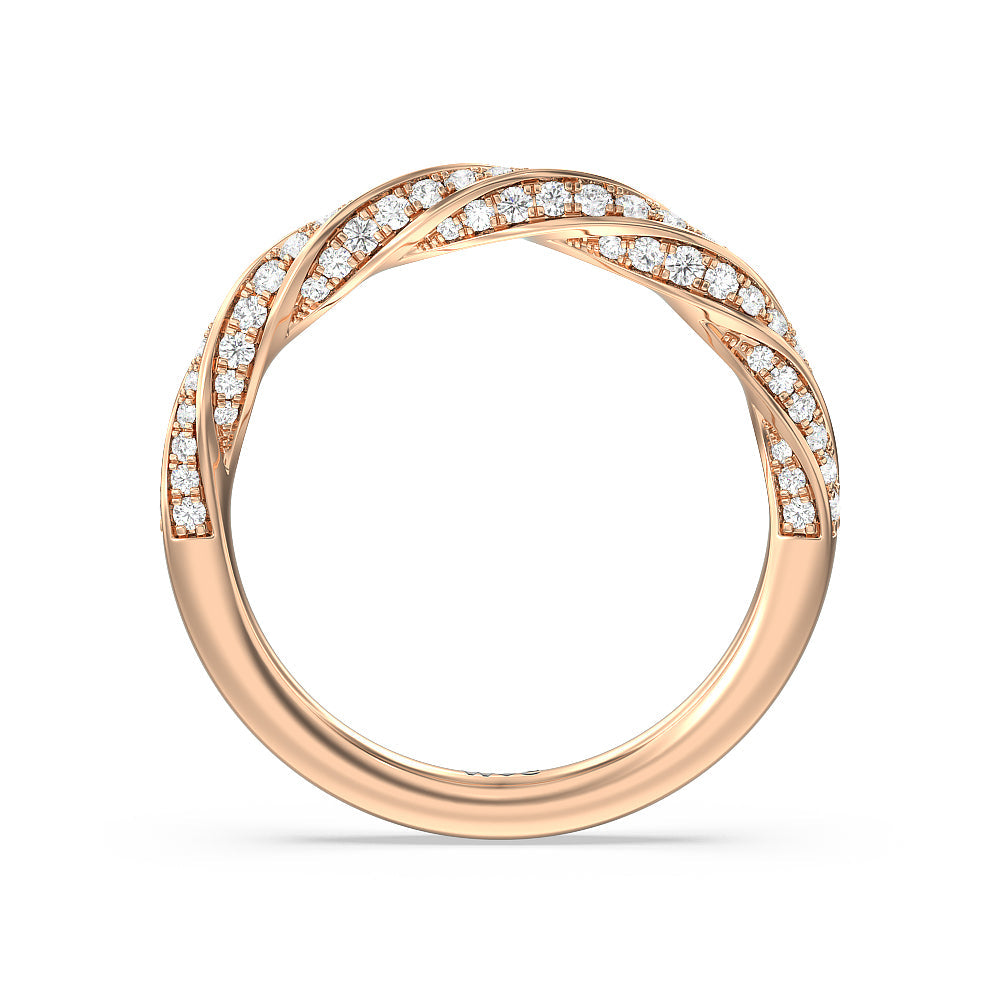 Twisted Rope Hidden Halo Solitaire Diamond Wedding Band with 18KT Rose Gold Cut Diamond in 14KT Rose Gold view 2

