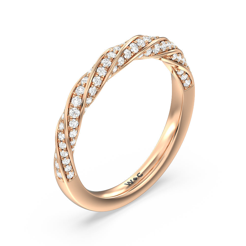 Twisted Rope Hidden Halo Solitaire Diamond Wedding Band with 18KT Rose Gold Cut Diamond in 14KT Rose Gold view 4
