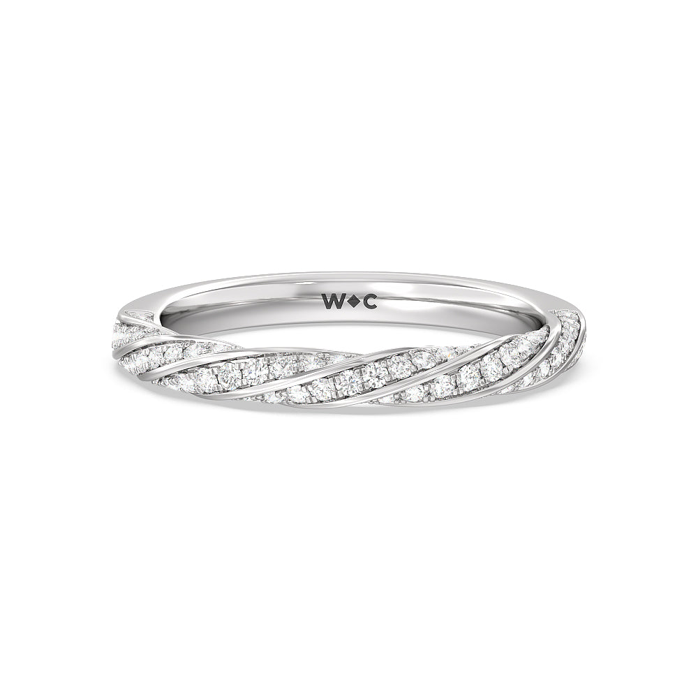Twisted Rope Hidden Halo Solitaire Diamond Wedding Band