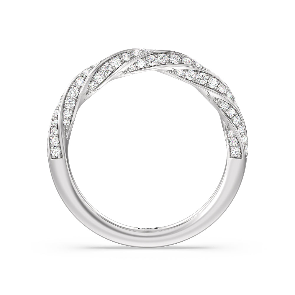 Twisted Rope Hidden Halo Solitaire Diamond Wedding Band with Platinum Cut Diamond in 14KT Platinum view 2
