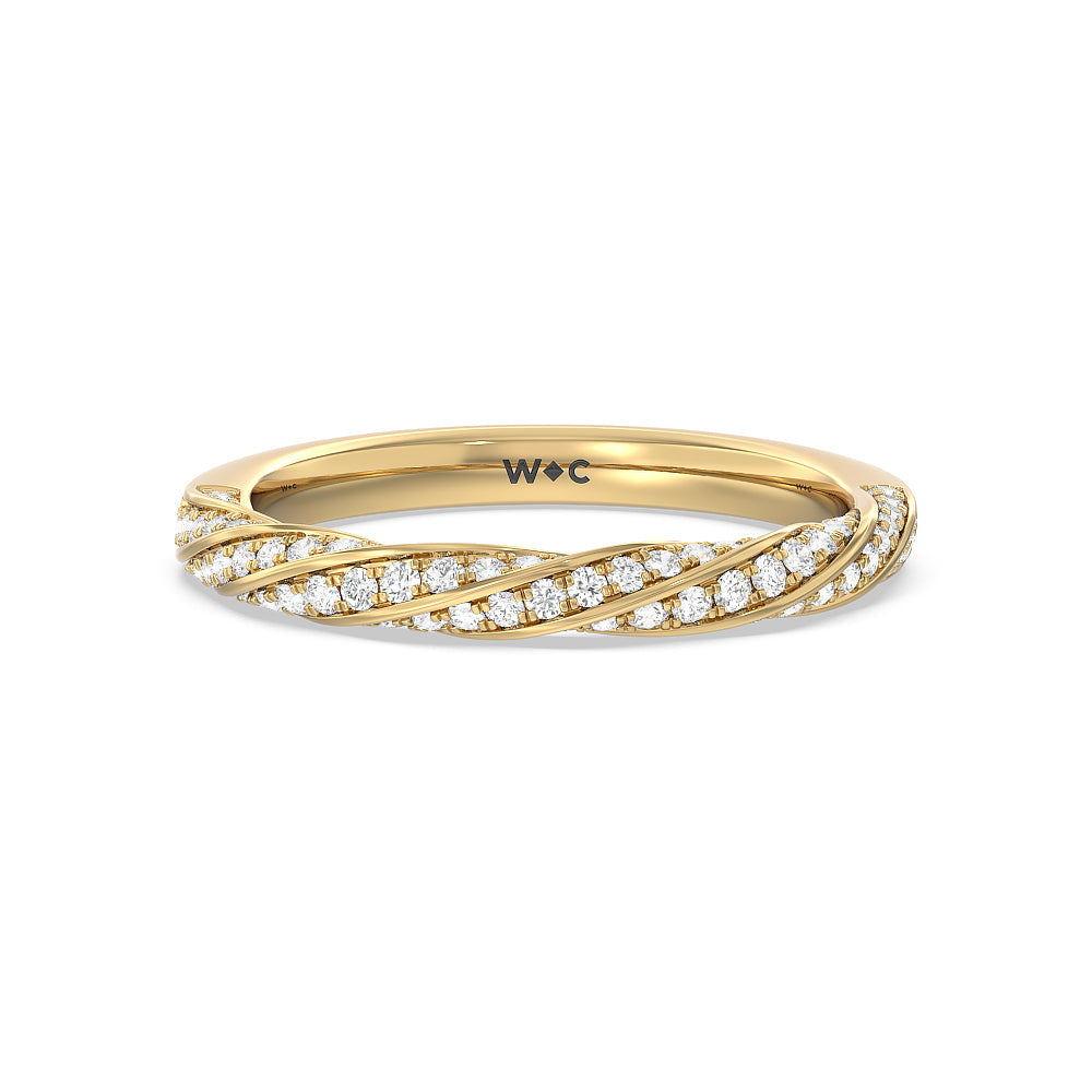 Twisted Rope Hidden Halo Solitaire Diamond Wedding Band with 18KT Yellow Gold Cut Diamond in 14KT Yellow Gold view 1
