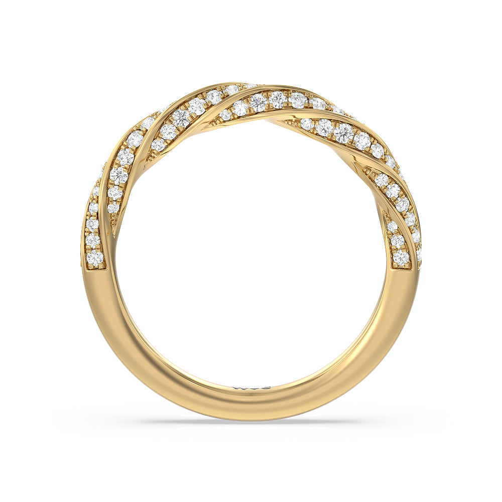 Twisted Rope Hidden Halo Solitaire Diamond Wedding Band with 18KT Yellow Gold Cut Diamond in 14KT Yellow Gold view 2
