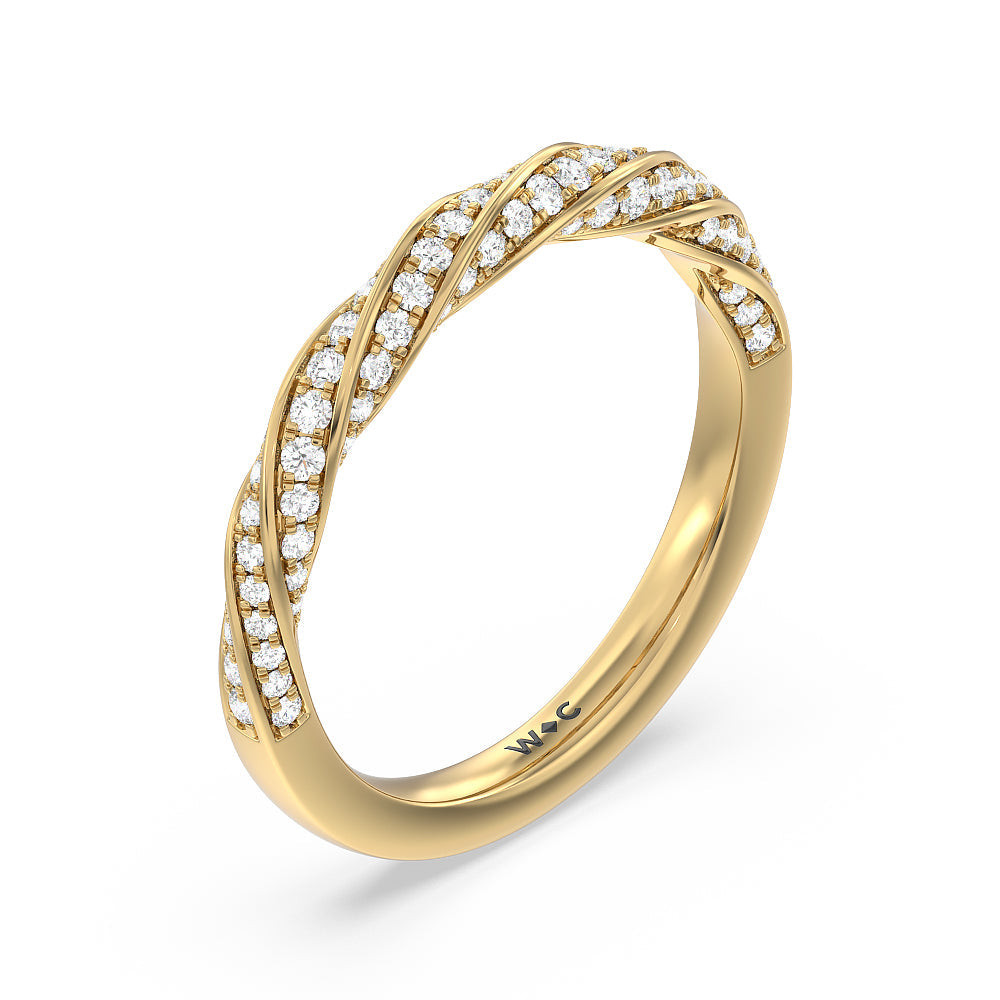 Twisted Rope Hidden Halo Solitaire Diamond Wedding Band with 18KT Yellow Gold Cut Diamond in 14KT Yellow Gold view 4
