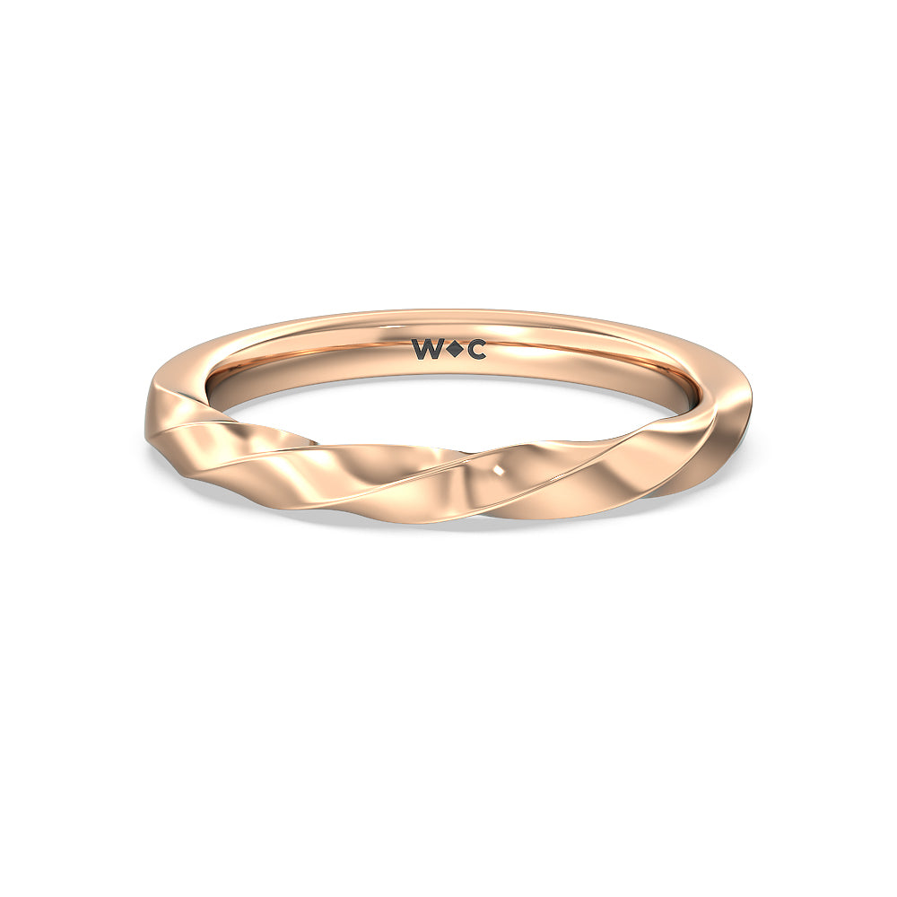 Twisted Rope Hidden Halo Solitaire Wedding Band with 18KT Rose Gold Cut Diamond in 14KT Rose Gold view 1
