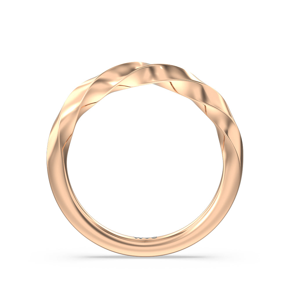 Twisted Rope Hidden Halo Solitaire Wedding Band with 18KT Rose Gold Cut Diamond in 14KT Rose Gold view 2
