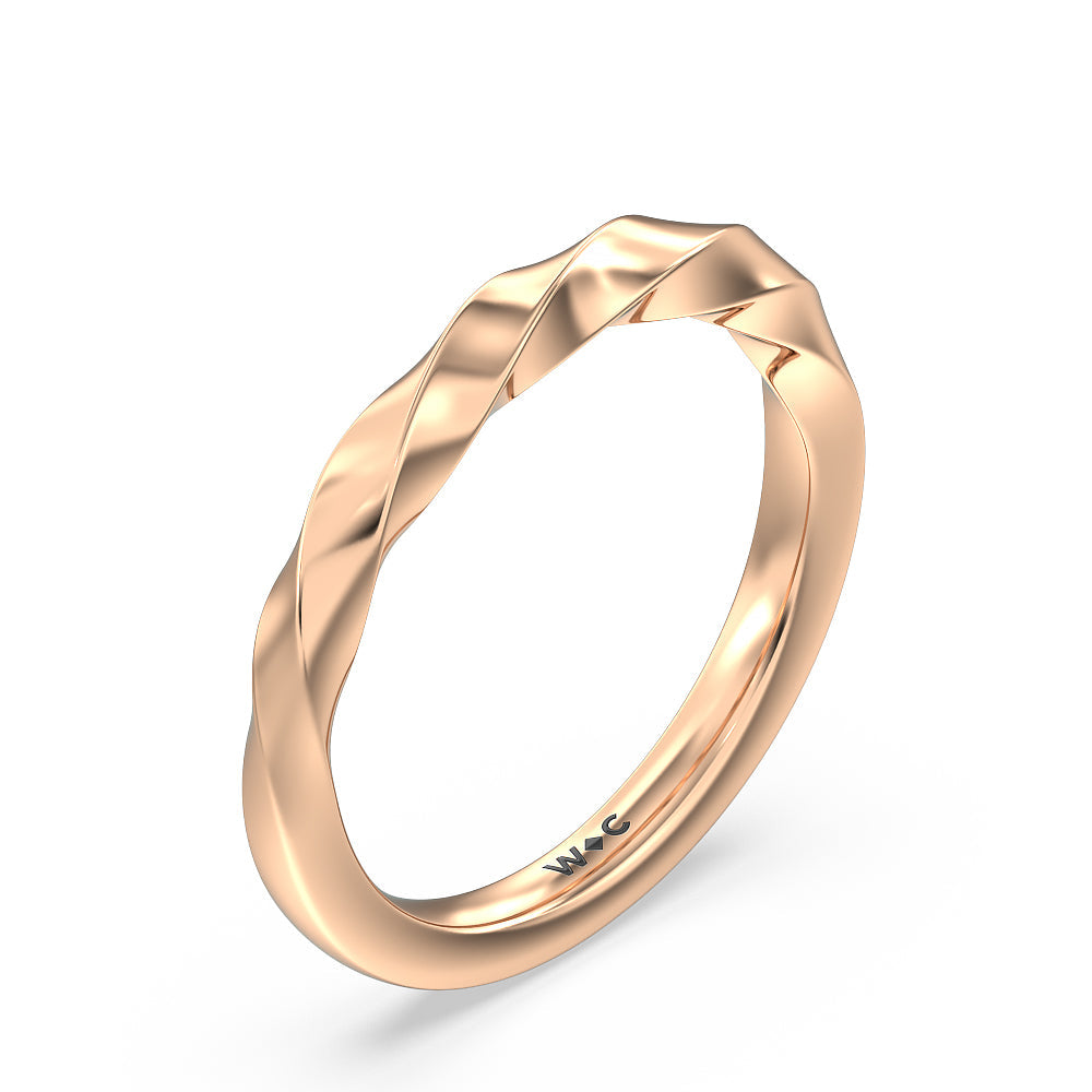 Twisted Rope Hidden Halo Solitaire Wedding Band with 18KT Rose Gold Cut Diamond in 14KT Rose Gold view 4
