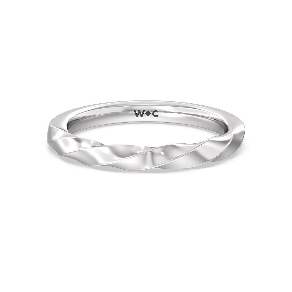 Twisted Rope Hidden Halo Solitaire Wedding Band with Platinum Cut Diamond in 14KT Platinum view 1
