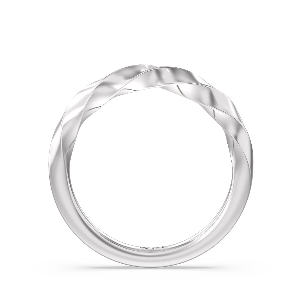 Twisted Rope Hidden Halo Solitaire Wedding Band with Platinum Cut Diamond in 14KT Platinum view 2
