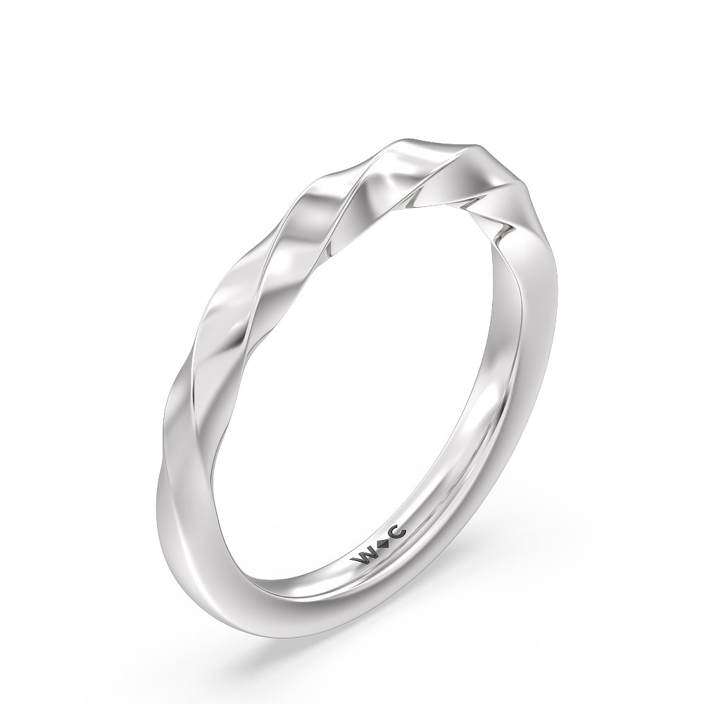 Twisted Rope Hidden Halo Solitaire Wedding Band with Platinum Cut Diamond in 14KT Platinum view 4
