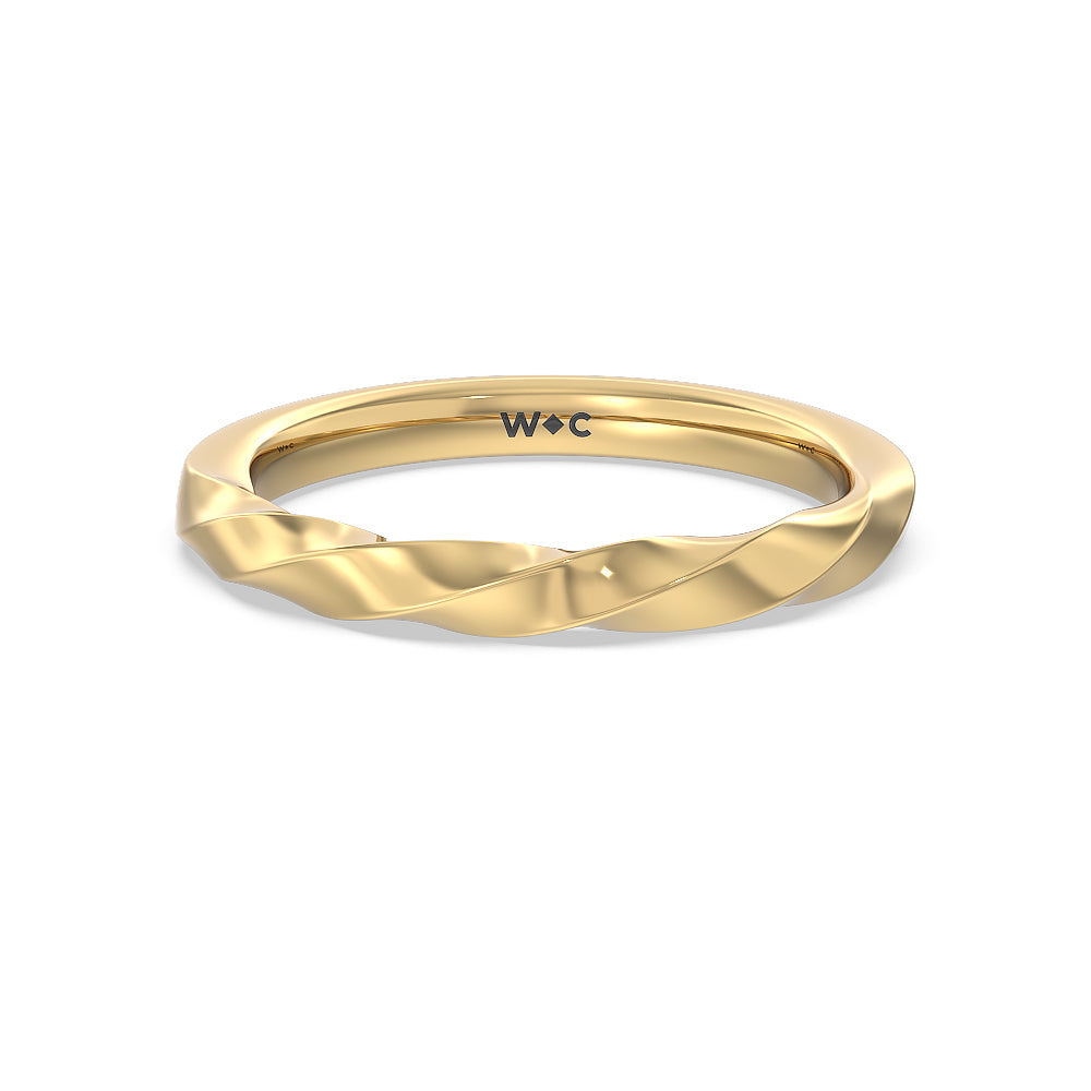 Twisted Rope Hidden Halo Solitaire Wedding Band with 18KT Yellow Gold Cut Diamond in 14KT Yellow Gold view 1
