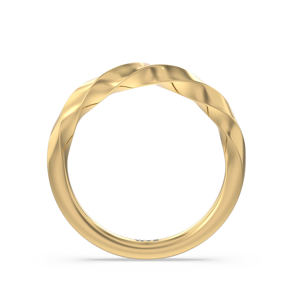 Twisted Rope Hidden Halo Solitaire Wedding Band with 18KT Yellow Gold Cut Diamond in 14KT Yellow Gold view 2
