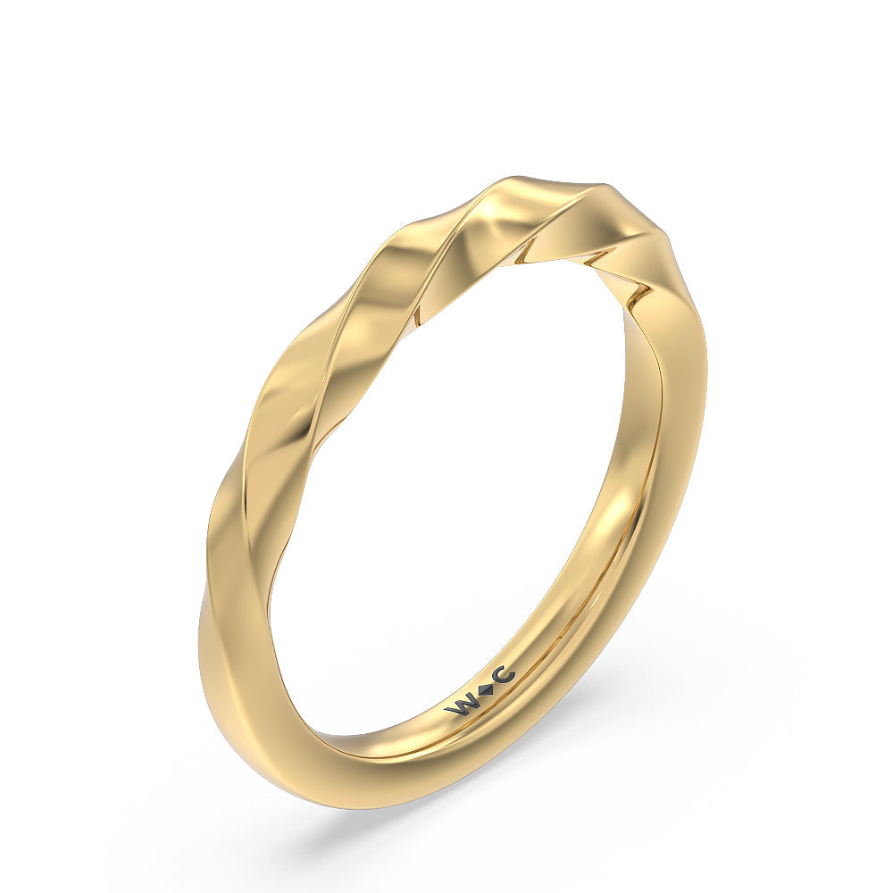 Twisted Rope Hidden Halo Solitaire Wedding Band with 18KT Yellow Gold Cut Diamond in 14KT Yellow Gold view 4
