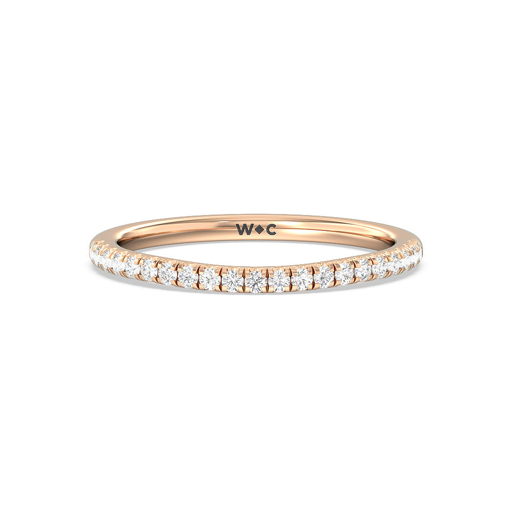 Channel Set Hidden Halo Solitaire Diamond Wedding Band with 18KT Rose Gold Cut Diamond in 14KT Rose Gold view 1

