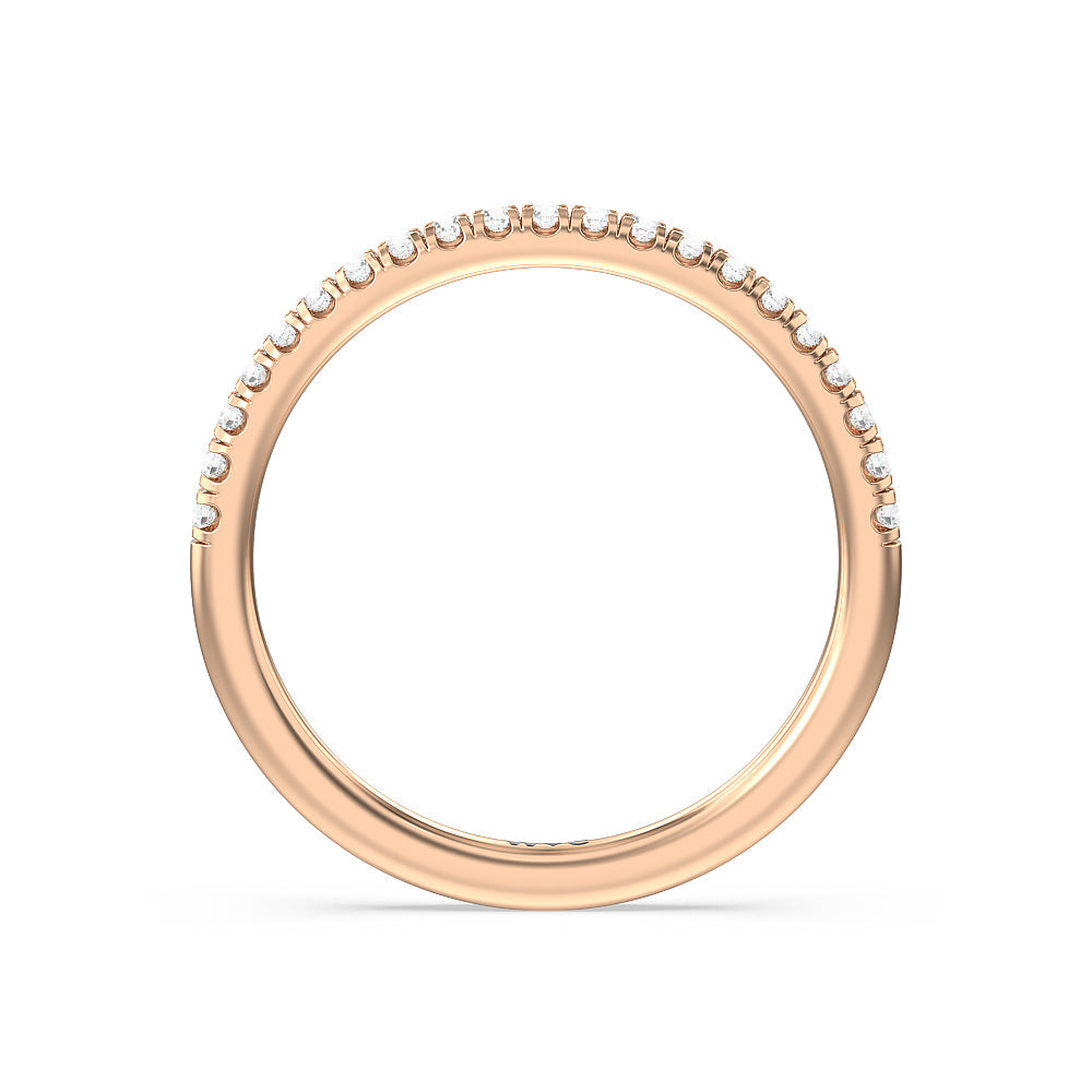 Channel Set Hidden Halo Solitaire Diamond Wedding Band with 18KT Rose Gold Cut Diamond in 14KT Rose Gold view 2
