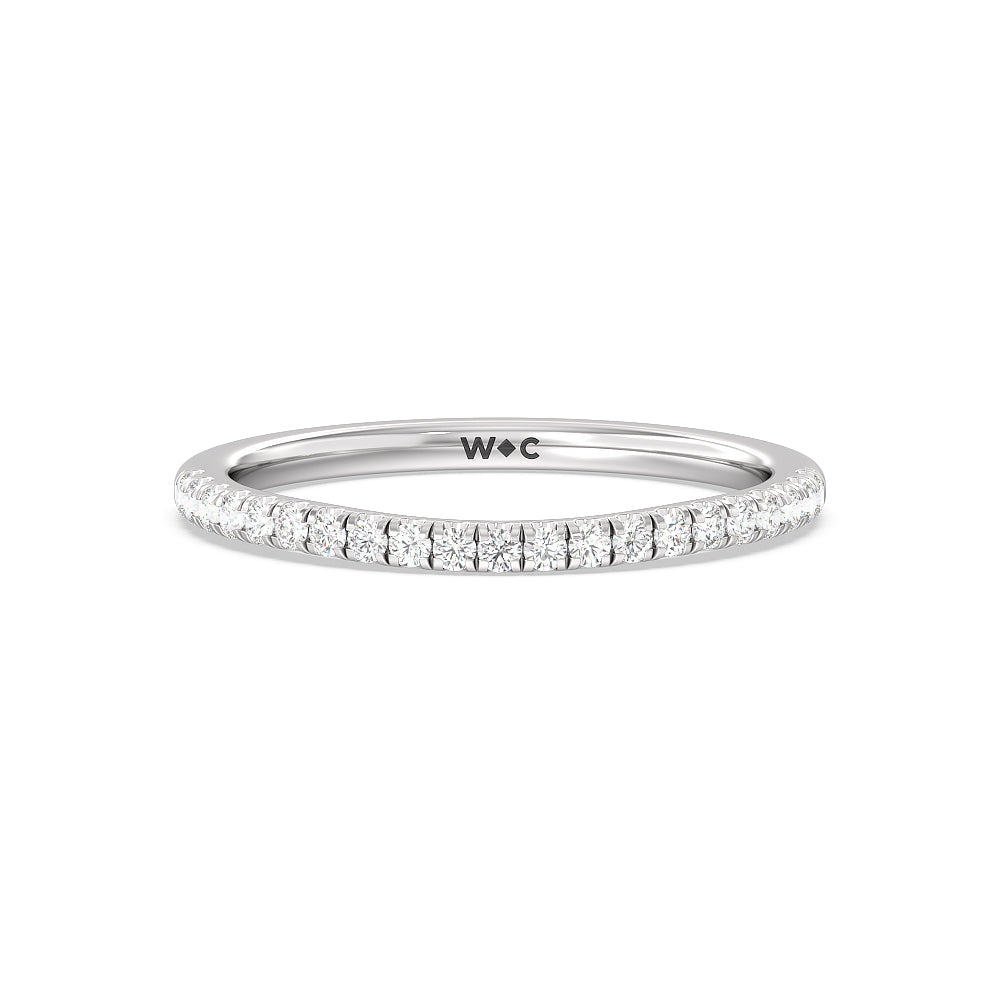 Channel Set Hidden Halo Solitaire Diamond Wedding Band with Platinum Cut Diamond in 14KT Platinum view 1
