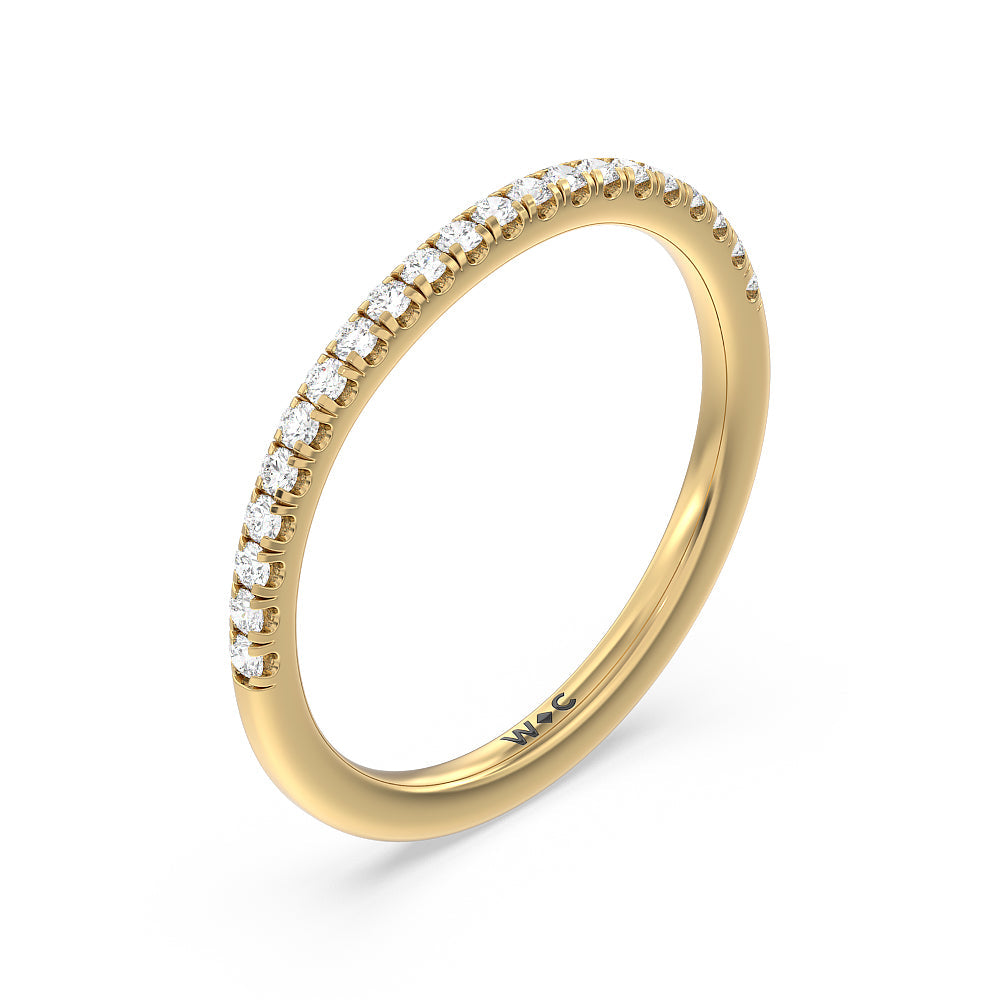 Channel Set Hidden Halo Solitaire Diamond Wedding Band with 18KT Yellow Gold Cut Diamond in 14KT Yellow Gold view 4

