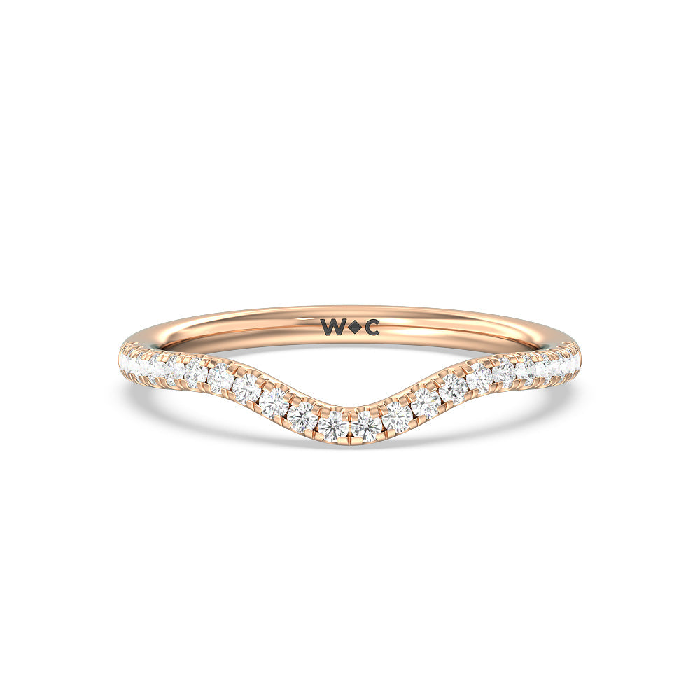 Criss Cross Shank Halo Solitaire Diamond Wedding Band with 18KT Rose Gold Cut Diamond in 14KT Rose Gold view 1
