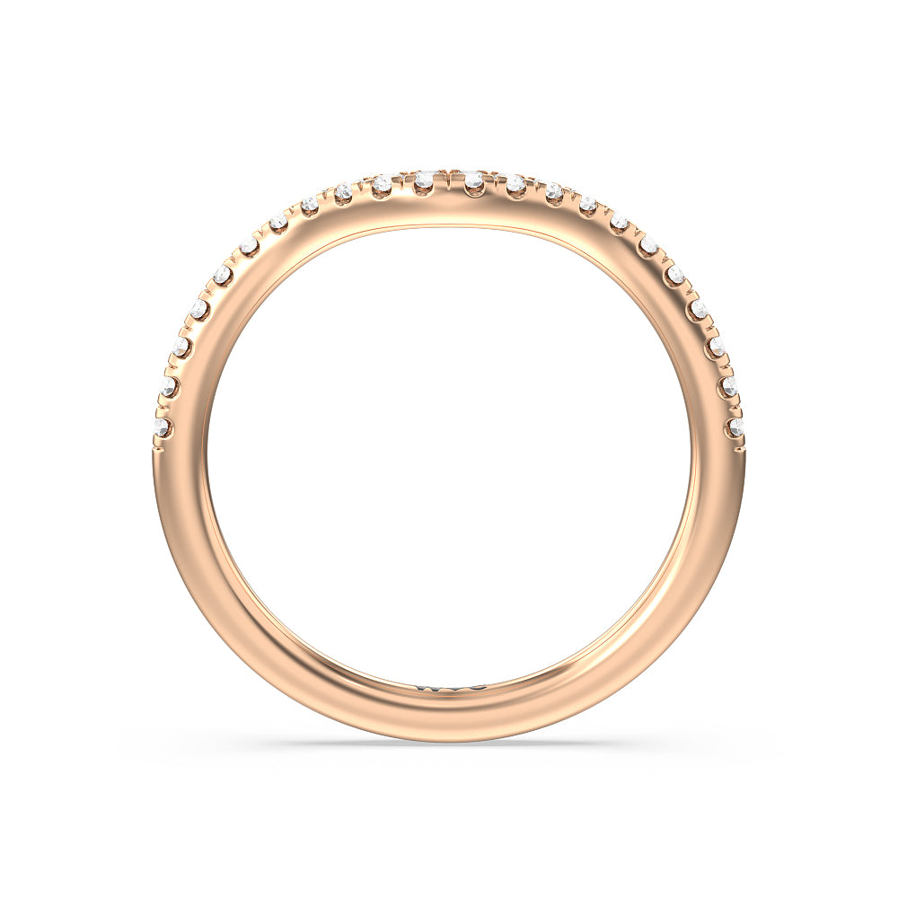 Criss Cross Shank Halo Solitaire Diamond Wedding Band with 18KT Rose Gold Cut Diamond in 14KT Rose Gold view 2
