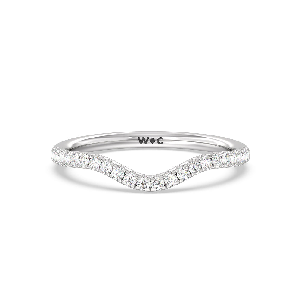 Criss Cross Shank Halo Solitaire Diamond Wedding Band with Platinum Cut Diamond in 14KT Platinum view 1
