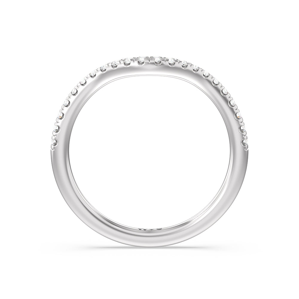 Criss Cross Shank Halo Solitaire Diamond Wedding Band with Platinum Cut Diamond in 14KT Platinum view 2
